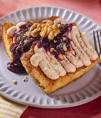 Honey Walnut Butter Toast with Date and Walnut Whipped Cream