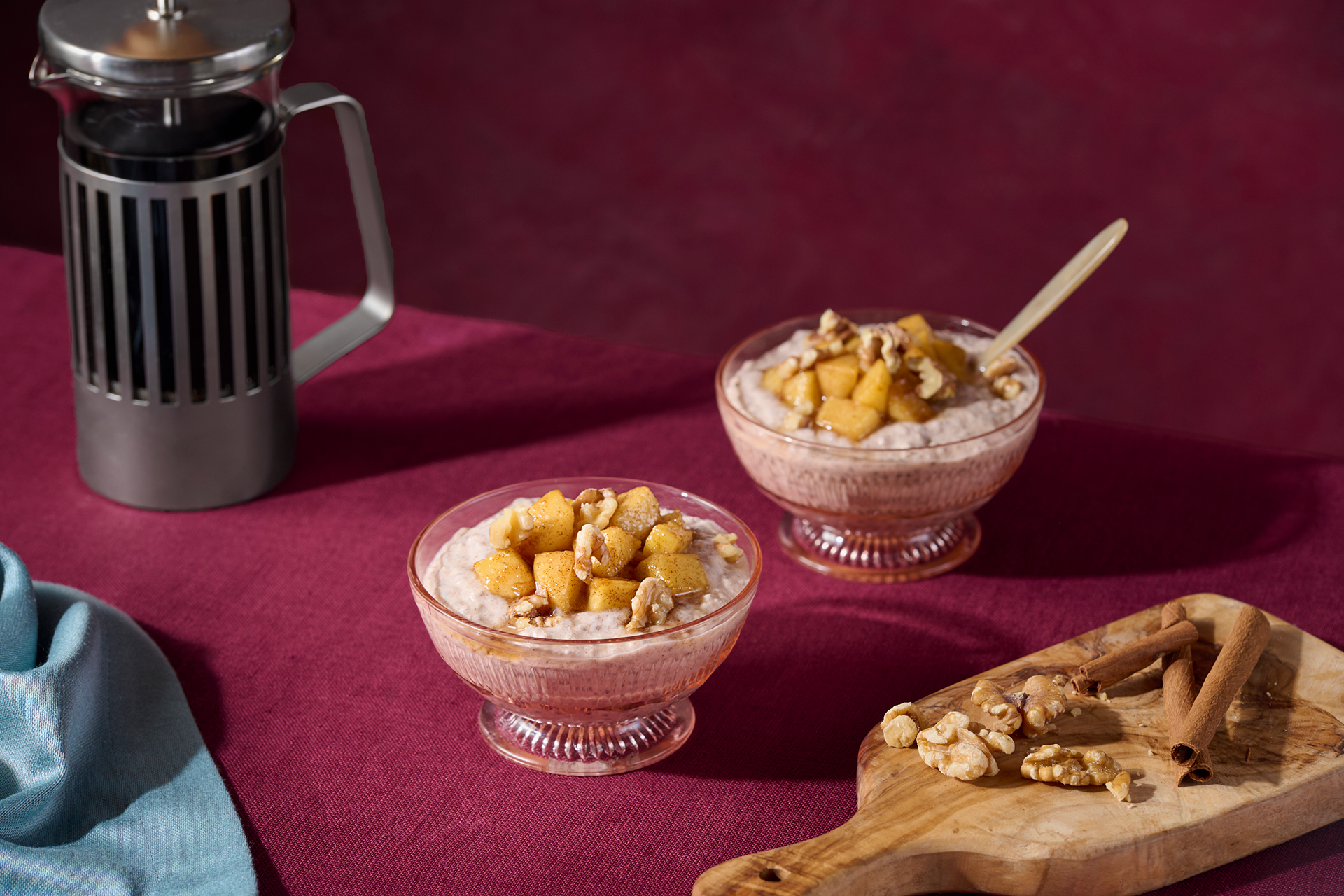 Walnut & Apple Chia Pudding with Collagen & Cardamom