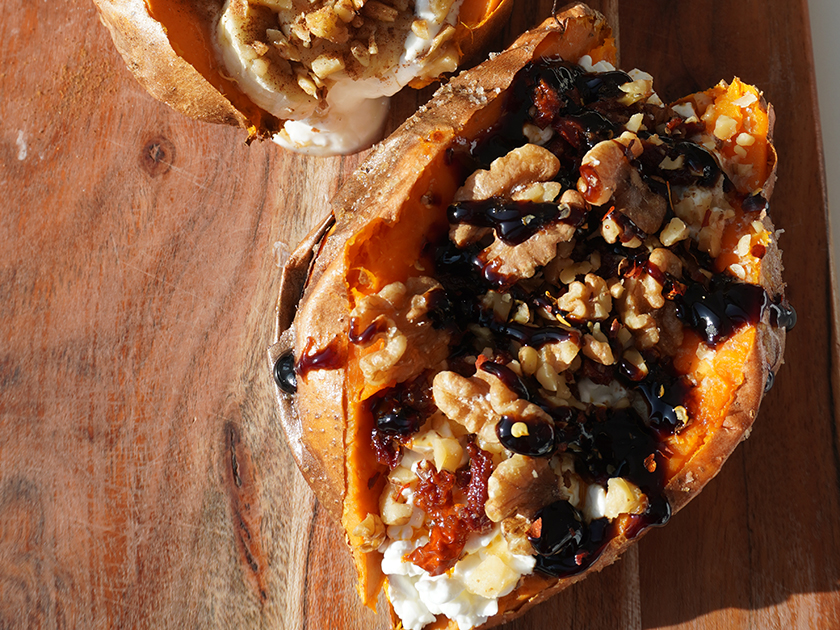 Sweet & Savory Loaded Walnut Sweet Potatoes