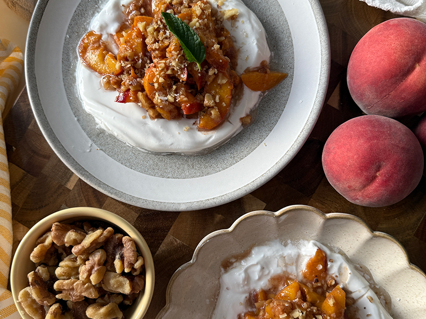 Peach Crisp Yogurt Bowl