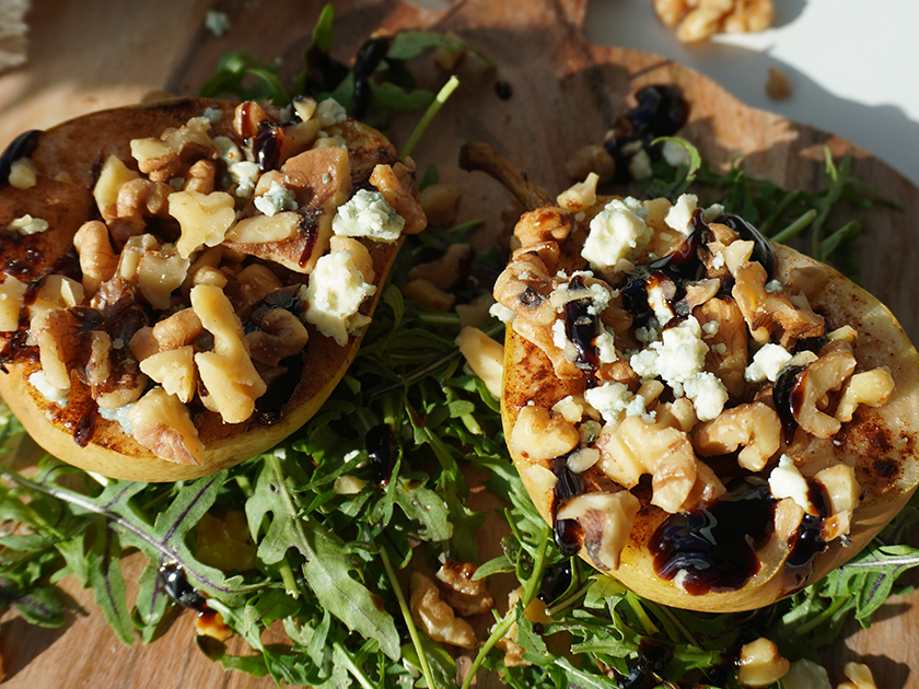 Roasted Pear and Walnut Salad Cups