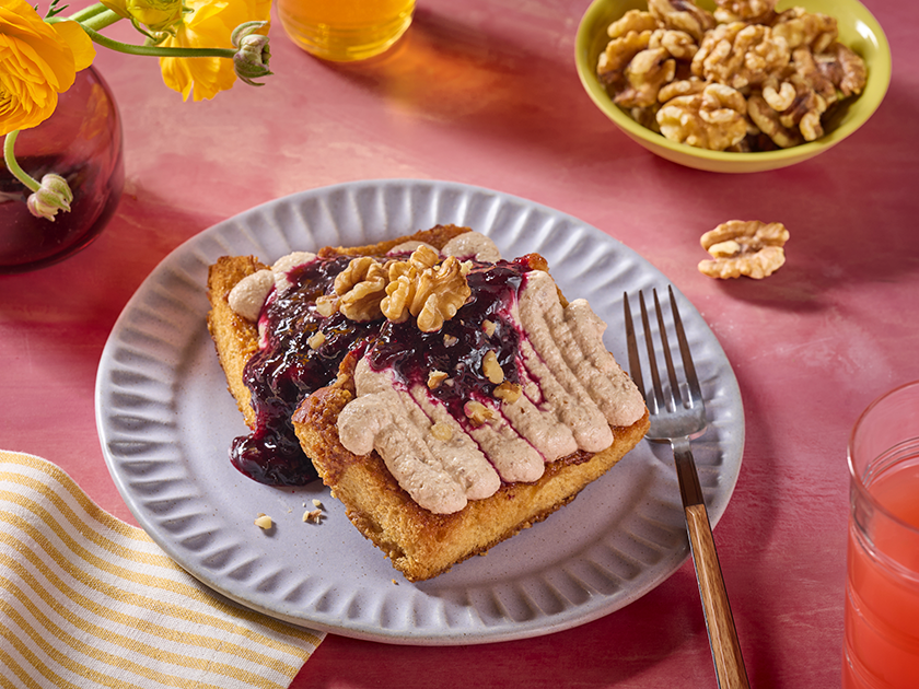 Honey Walnut Butter Toast with Date and Walnut Whipped Cream
