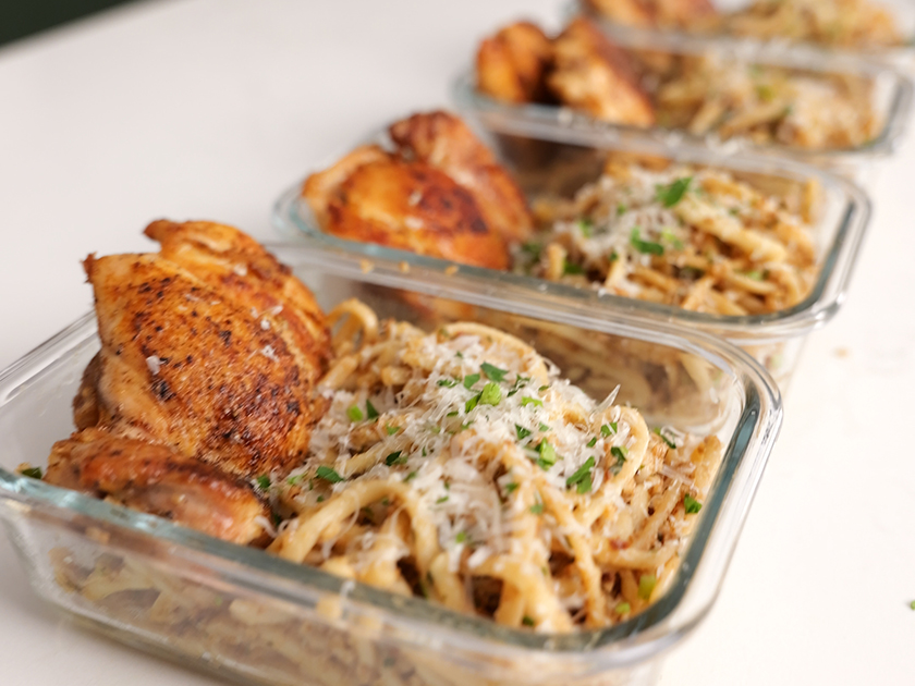 Meal-prep Chicken and California Walnut Pasta