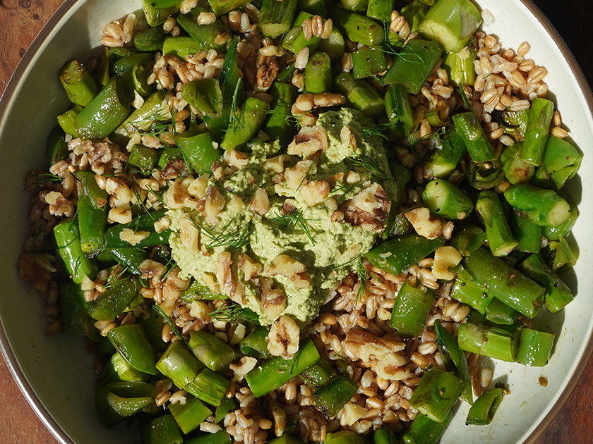 Creamy Walnut Green Goddess Sauce with Spoon Salad