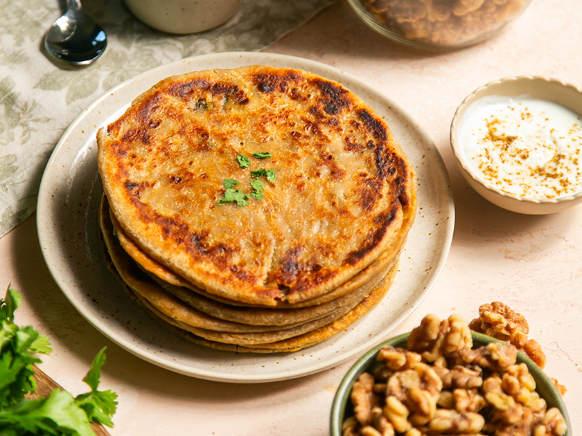 Walnut Stuffed Parathas