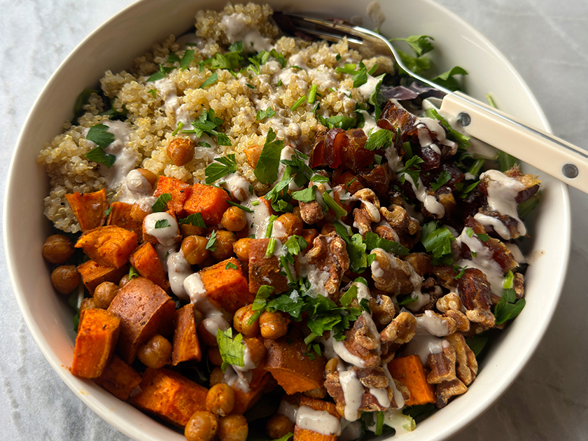 Walnut and Date Veggie Grain Bowl