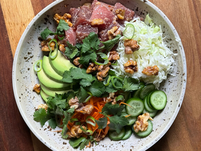 Hot Honey Walnut Crunch Poké Bowl