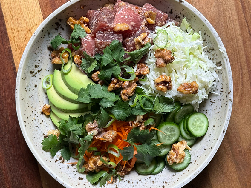 Hot Honey Walnut Crunch Poké Bowl