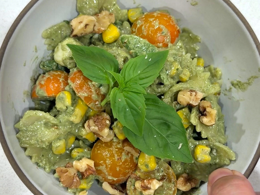Summer Walnut Pesto Pasta Salad